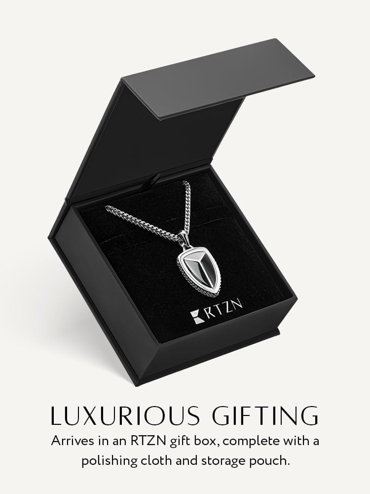 Black Onyx Shield Pendant Necklace