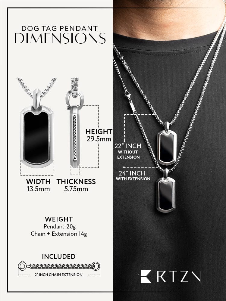 Black Onyx Dog Tag Pendant Necklace