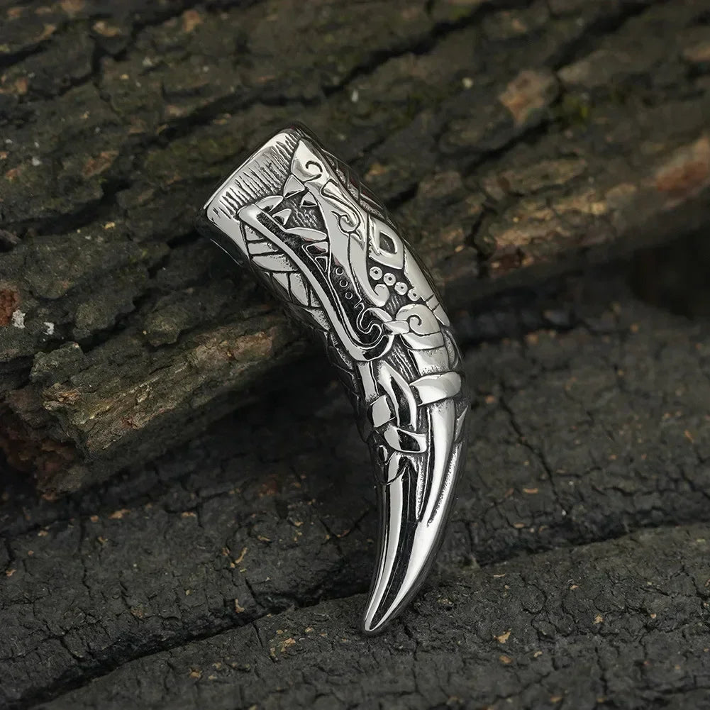 Vintage Titanium Steel Nordic Mythology Spiritual Viking Necklace Men Wolf Teeth Necklace for Men Amulet Jewelry